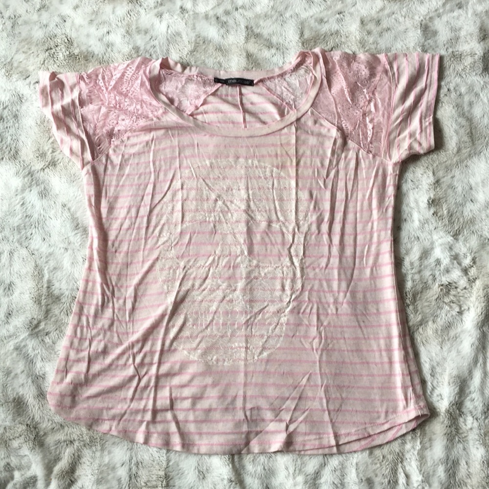 Maurice’s plus size stripe, lace, and skull shirt